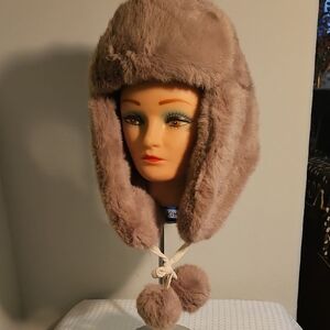 Tan Fluffy Fur Trapper Hat